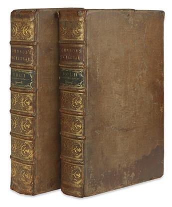 JOHNSON, SAMUEL. A Dictionary of the English Language . . . Second Edition.  2 vols.  1755-56